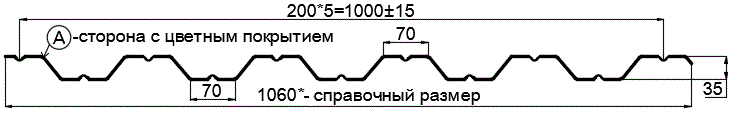 Фото: Профнастил НС35 х 1000 - A (PURMAN-20-Tourmalin-0.5) в Балашихе