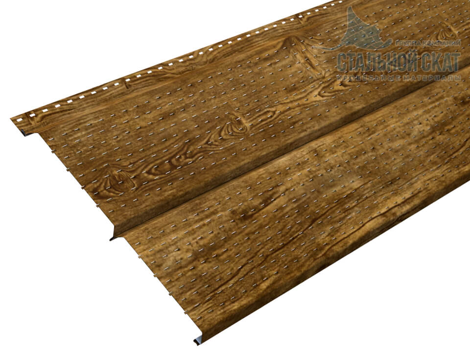 Софит перфор. Lбрус-XL-14х335 (ECOSTEEL_T-01-ЗолотойДуб-0.5)