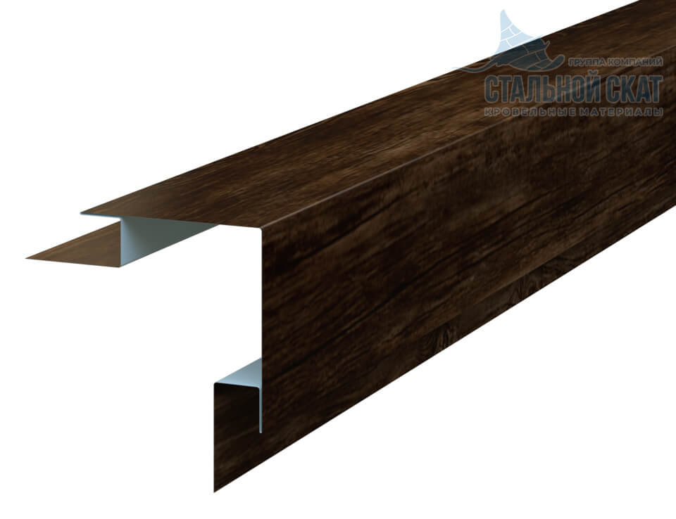 Планка угла наружного сложного 75х75х3000 (ECOSTEEL_MA-12-Античный Дуб-0.45)